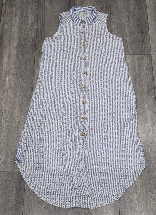 Anthropologie Dresses & Skirts - Anthropologie Blue Striped Eyelet Collared Button Midi Shirt Dress Sz 6 A008056